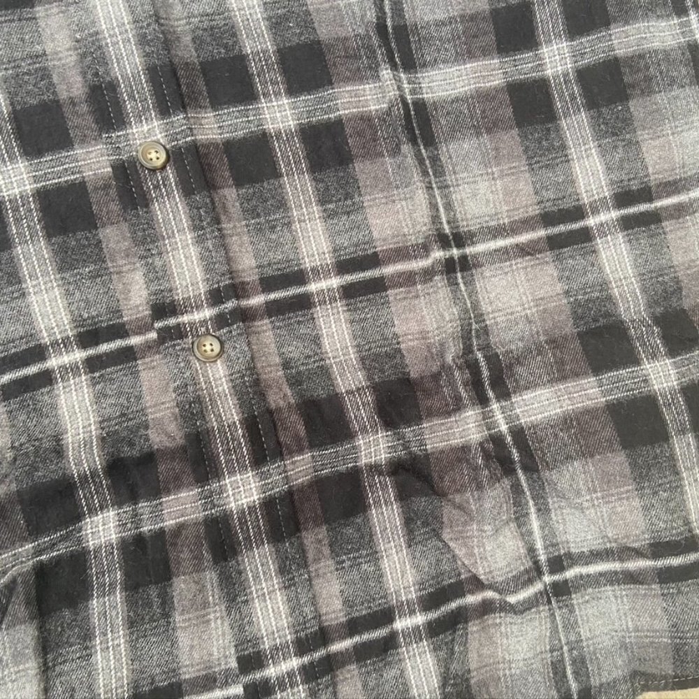 ** VINTAGE PTOWNCRAFT BUTTON DOWN PLAID FLANNEL NWT Black White Gray XL - Picture 3 of 10